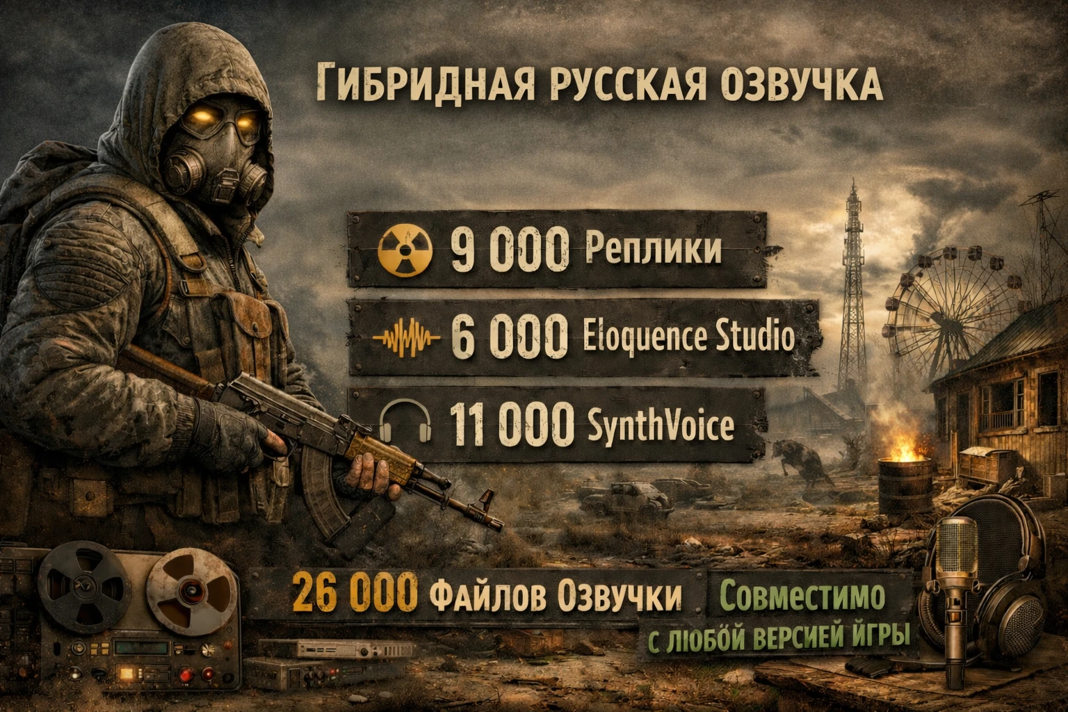 S.T.A.L.K.E.R. 2 — Гибридная русская озвучка: EQ + Replika + VOF + SynthVoice