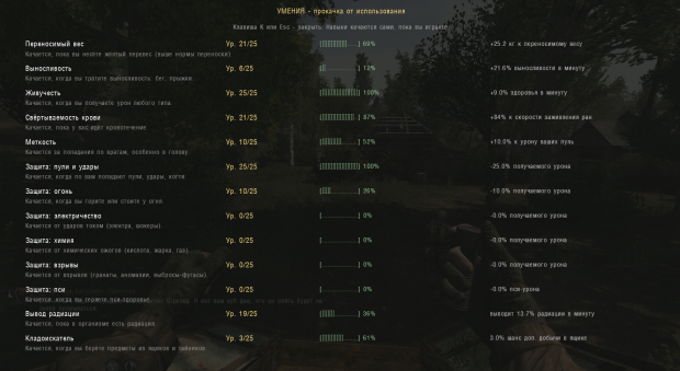 Anomaly XP Skills — прокачка навыков и характеристик